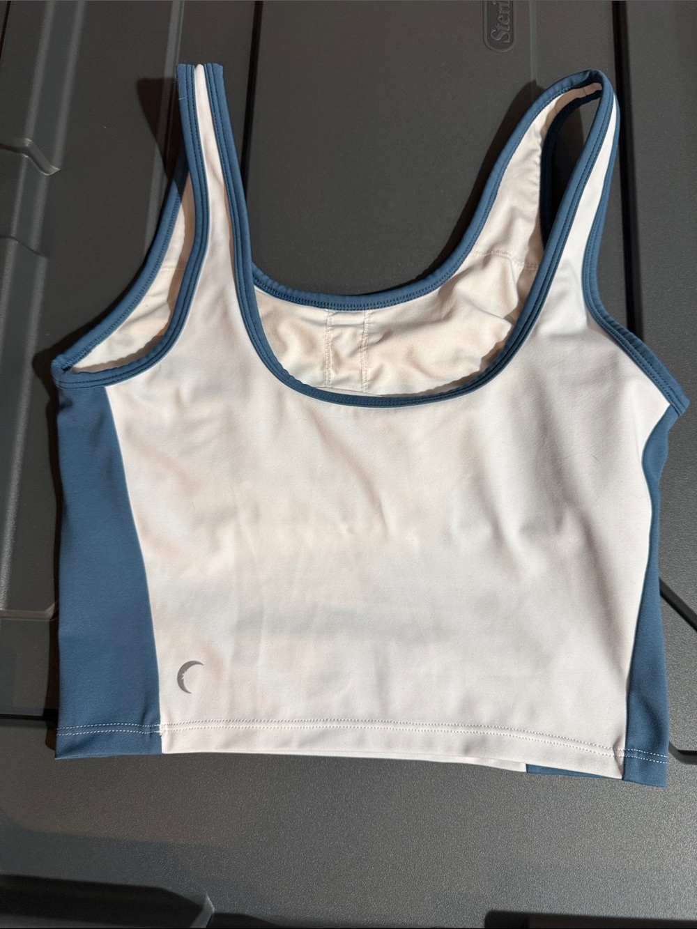 Zyia Blue & White Scoop-Neck Athletic Crop Sports bra/tank